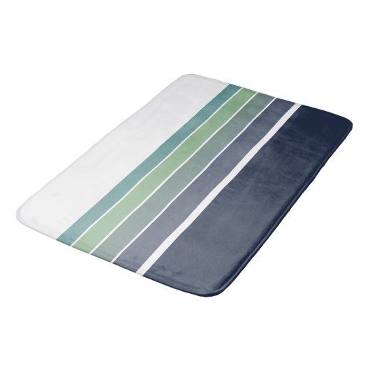 Retro/Mod blau und grün gestreift Badematte (Schrägansicht)
