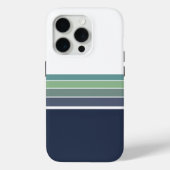 Retro/Mod blau und grün gestreift Case-Mate iPhone Hülle (Rückseite)