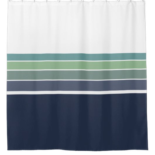 Retro/Mod blau und grün gestreift Duschvorhang (Vorderseite)