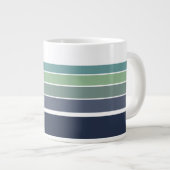 Retro/Mod blau und grün gestreift Jumbo-Tasse (Vorderseite Rechts)