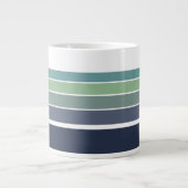 Retro/Mod blau und grün gestreift Jumbo-Tasse (Vorderseite)