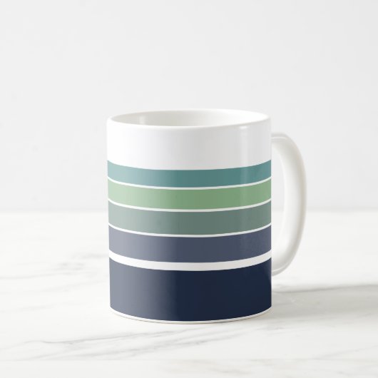 Retro/Mod blau und grün gestreift Kaffeetasse (VorderseiteRechts)