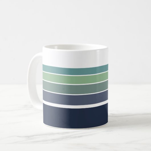Retro/Mod blau und grün gestreift Kaffeetasse (Vorderseite Links)