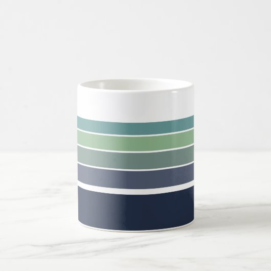 Retro/Mod blau und grün gestreift Kaffeetasse (Mittel)