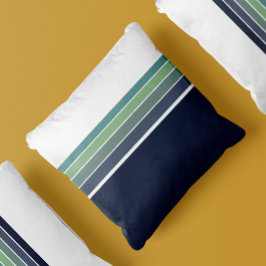 Retro/Mod blau und grün gestreift Kissen