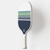 Retro/Mod blau und grün gestreift Pickleball Schläger (Links)