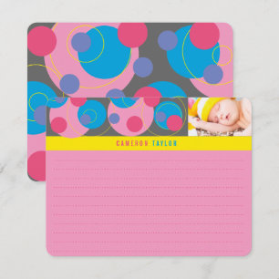 Retro-Mod-Blaue rosa Kreise Punkte Kinderfoto Dankeskarte