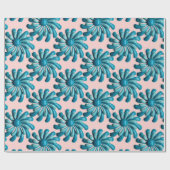 Retro MOD Blue Flowers Spring Summer Garden Geschenkpapier (Flach)