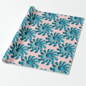 Retro MOD Blue Flowers Spring Summer Garden Geschenkpapier (Ungerollt)