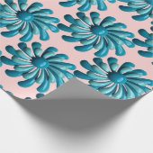 Retro MOD Blue Flowers Spring Summer Garden Geschenkpapier (Ecke)