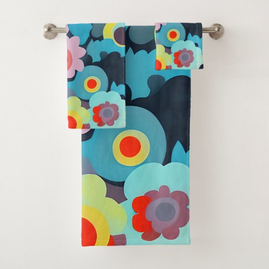 Retro-Mod-Blume Badhandtuch Set (Insitu)