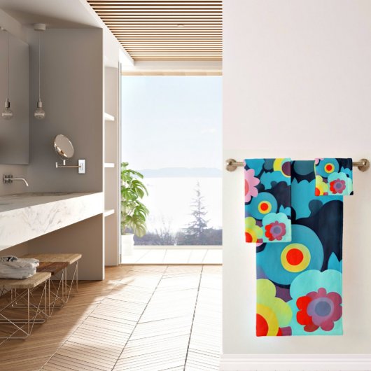 Retro-Mod-Blume Badhandtuch Set