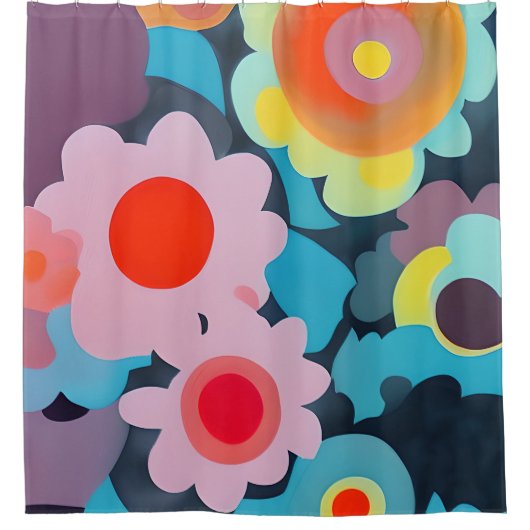 Retro-Mod-Blume Duschvorhang (Vorderseite)