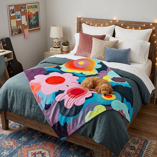 Retro-Mod-Blume Fleecedecke
