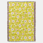 Retro-Mod-Blume Gelb und Weiß Decke (Vorderseite Vertikal)