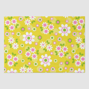 Retro-Mod-Blume Gelb und Weiß Seidenpapier
