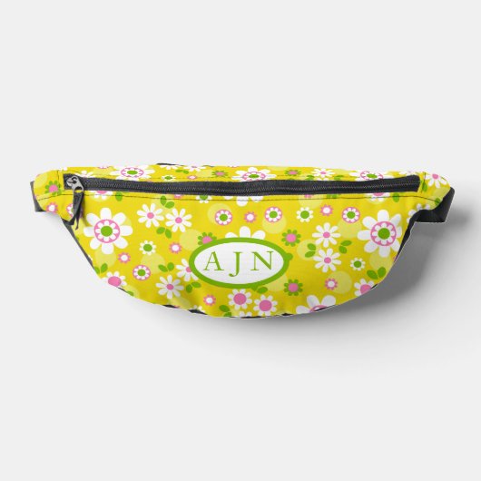 Retro-Mod-Blume Gelb-Weiß-Monogramm Bauchtasche (Ablage )