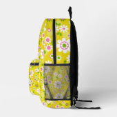 Retro-Mod-Blume Gelb-Weiß-Monogramm Bedruckter Rucksack (Rechts)