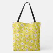 Retro-Mod-Blume Gelb-Weiß-Monogramm Tasche (Rückseite)