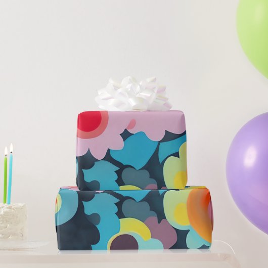 Retro-Mod-Blume Geschenkpapier (Partygeschenke)