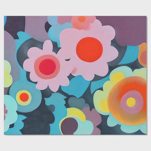 Retro-Mod-Blume Geschenkpapier (Flach)