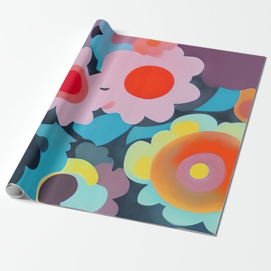 Retro-Mod-Blume Geschenkpapier (Ungerollt)