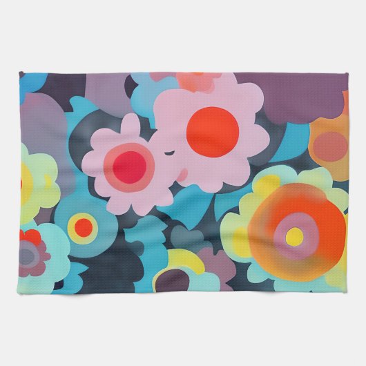 Retro-Mod-Blume Geschirrtuch (Horizontal)