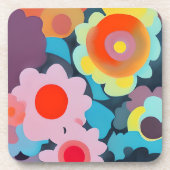Retro-Mod-Blume Getränkeuntersetzer (Vorderseite)
