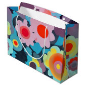 Retro-Mod-Blume Große Geschenktüte (Rückseite Schrägansicht)