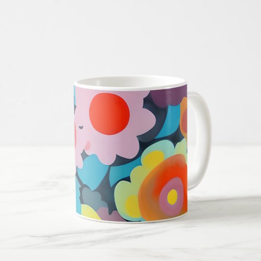 Retro-Mod-Blume Kaffeetasse (VorderseiteRechts)