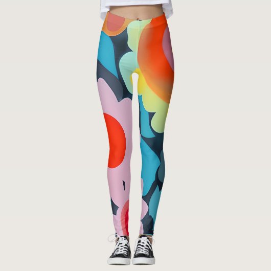 Retro-Mod-Blume Leggings (Vorderseite)