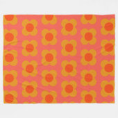Retro-Mod-Blume-Muster in Orange Fleecedecke (Vorderseite (Horizontal))