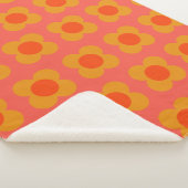 Retro-Mod-Blume-Muster in Orange Sherpadecke (3/4)