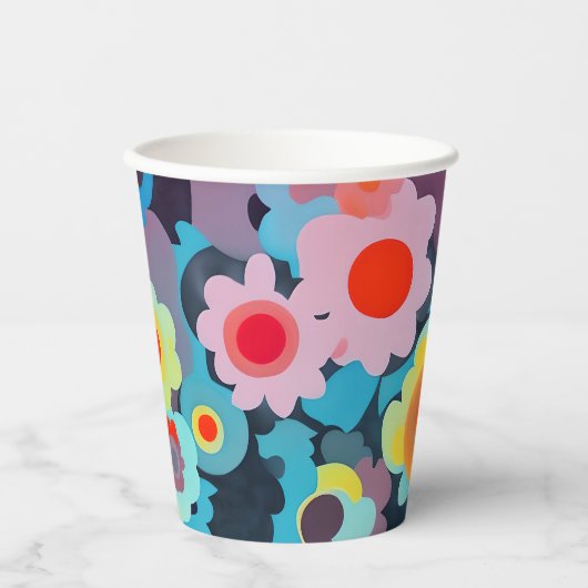 Retro-Mod-Blume Pappbecher (Vorderseite)
