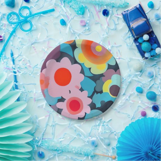 Retro-Mod-Blume Pappteller (Party)