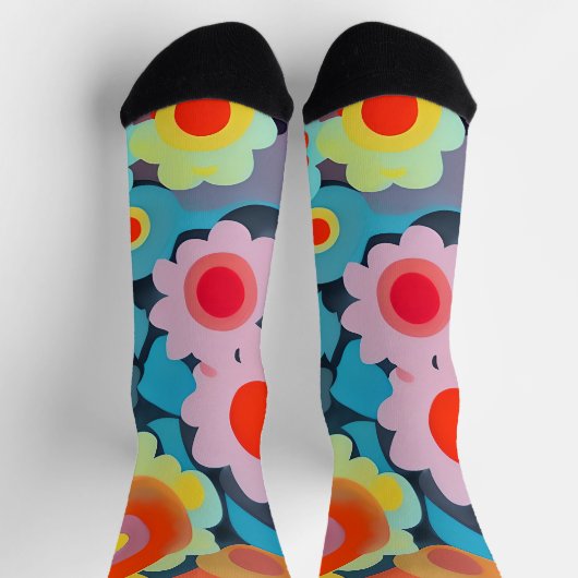 Retro-Mod-Blume Socken (Oben)