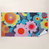 Retro-Mod-Blume Strandtuch (Vorderseite)