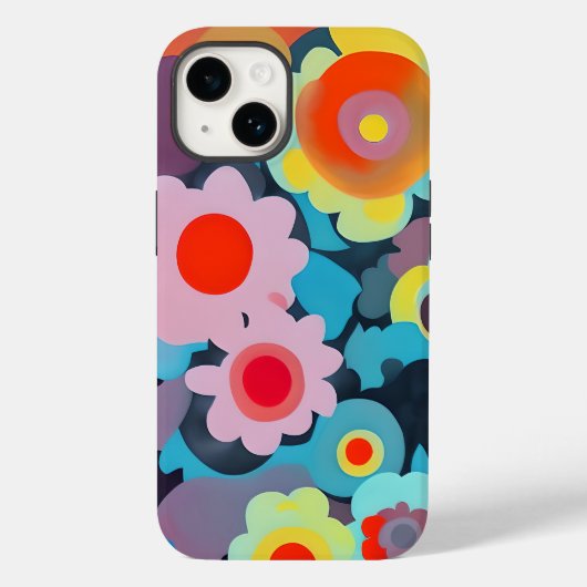 Retro-Mod-Blumen Case-Mate iPhone Hülle (Rückseite)
