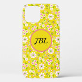 Retro-Mod-Blumen Gelb & Weiß Monogramm Case-Mate iPhone Hülle (Rückseite)