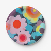 Retro-Mod-Blumen Pappteller (Vorderseite)