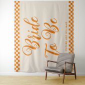 Retro-Mod-Braut als Brautparty-Hintergrund Wandteppich (Beispiel)