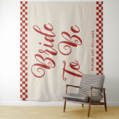 Retro-Mod-Braut als Brautparty-Hintergrund Wandteppich (Beispiel)