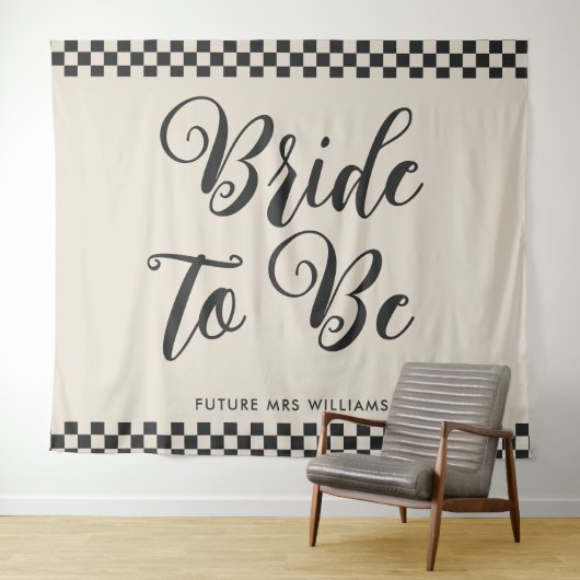 Retro-Mod-Braut als Brautparty-Hintergrund Wandteppich (Beispiel (Horizontal))