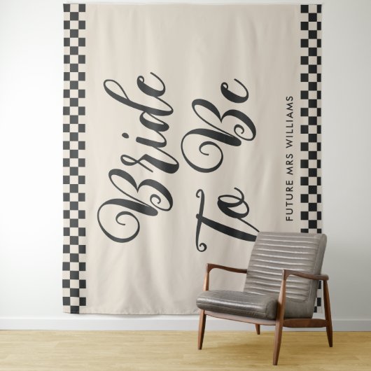 Retro-Mod-Braut als Brautparty-Hintergrund Wandteppich (Beispiel)