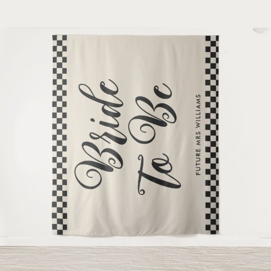 Retro-Mod-Braut als Brautparty-Hintergrund Wandteppich (Vorderseite)