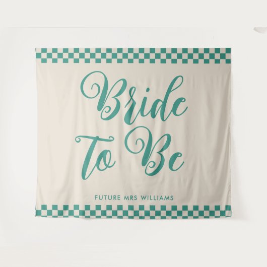 Retro-Mod-Braut als Brautparty-Hintergrund Wandteppich (Vorderseite (Horizontal))