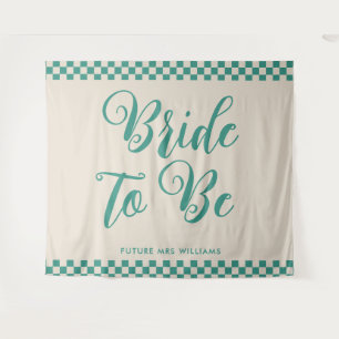 Retro Mod Braut zum Hochzeitsbrause-Backdrop Wandteppich