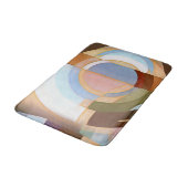 Retro Mod Brown and Blue Grapic Circle Pattern Badematte (Schrägansicht)