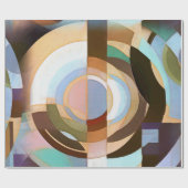 Retro Mod Brown und blaues Grapic Kreis-Muster Geschenkpapier (Flach)