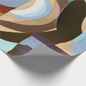 Retro Mod Brown und blaues Grapic Kreis-Muster Geschenkpapier (Ecke)